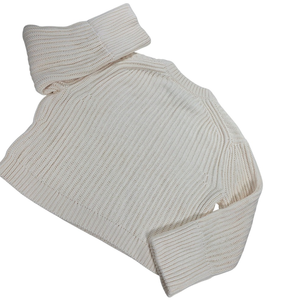 J.Crew Ribbed Chunky Cotton Cream Sweater Ivory Med Womens - Picture 5 of 8